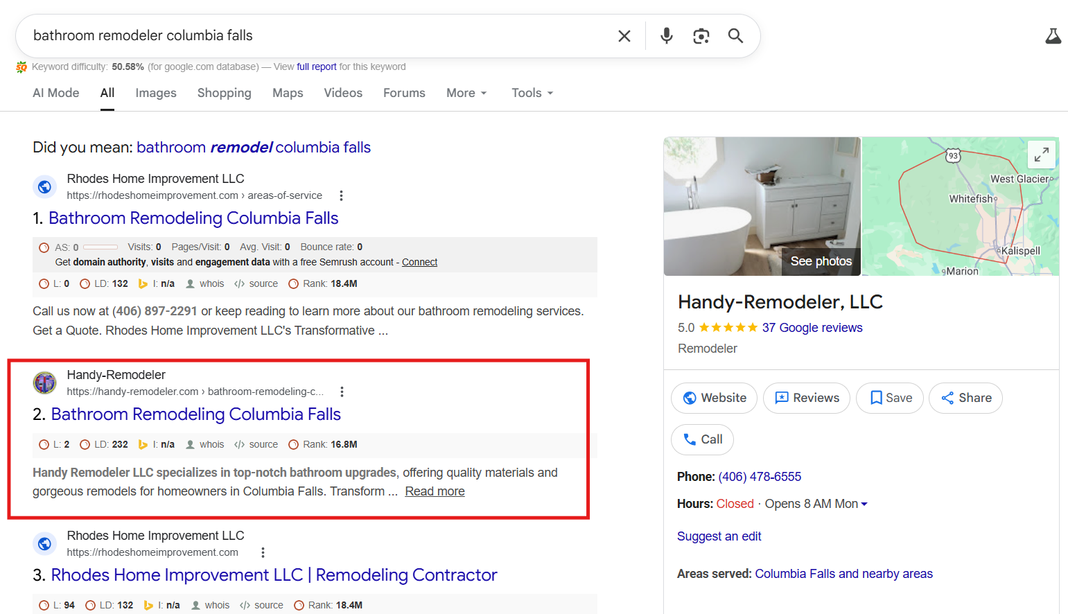 Handy-Remodeler search ranking results